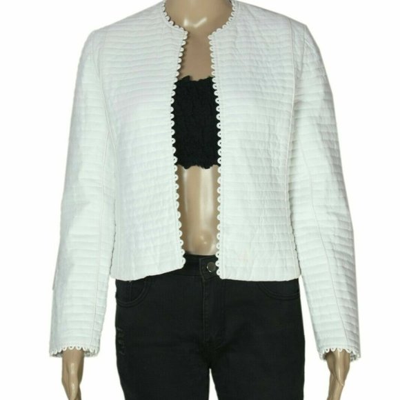 Polder Front Open Quilted Lace Long Sleeve White Jacket XS - Picture 1 of 4